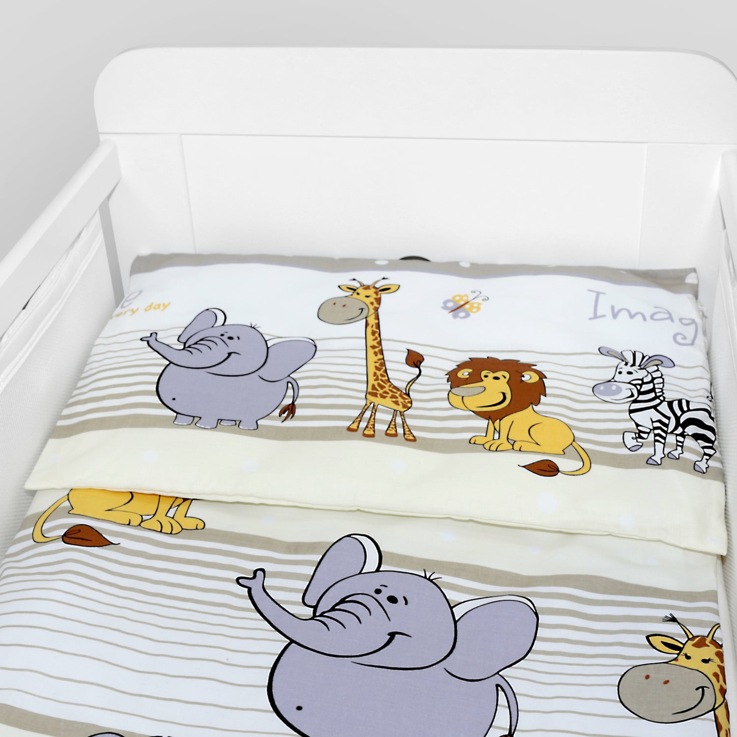 Baby Cot Bedding Set 5Pc Fit Cot 120x60cm Safari Beige