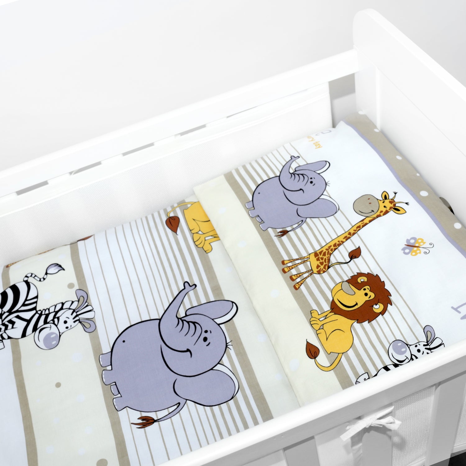 Baby Cot Bedding Set 3Pc Fit Cot 120x60cm Safari Beige