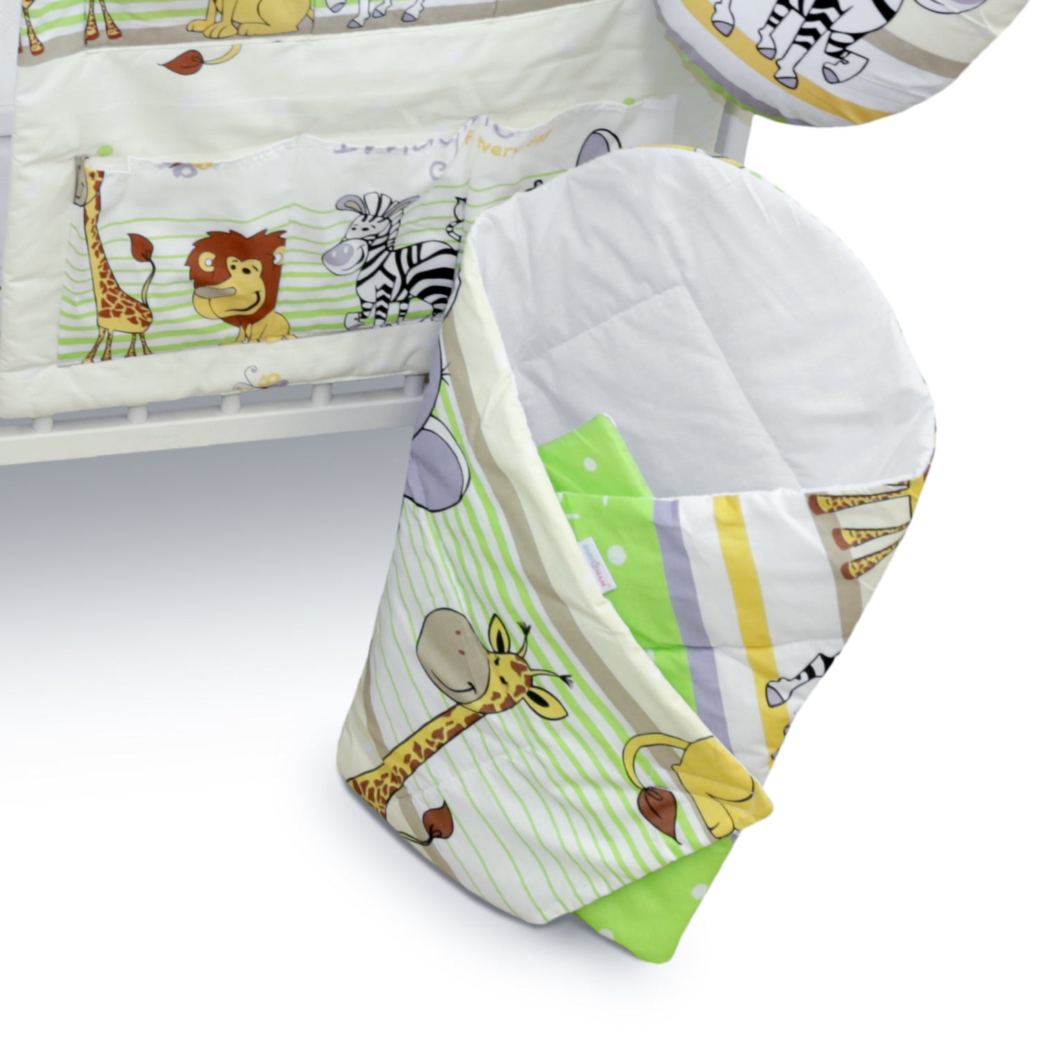 Baby Cot Bedding Set 14Pc Fit Cot 120x60cm Safari Green