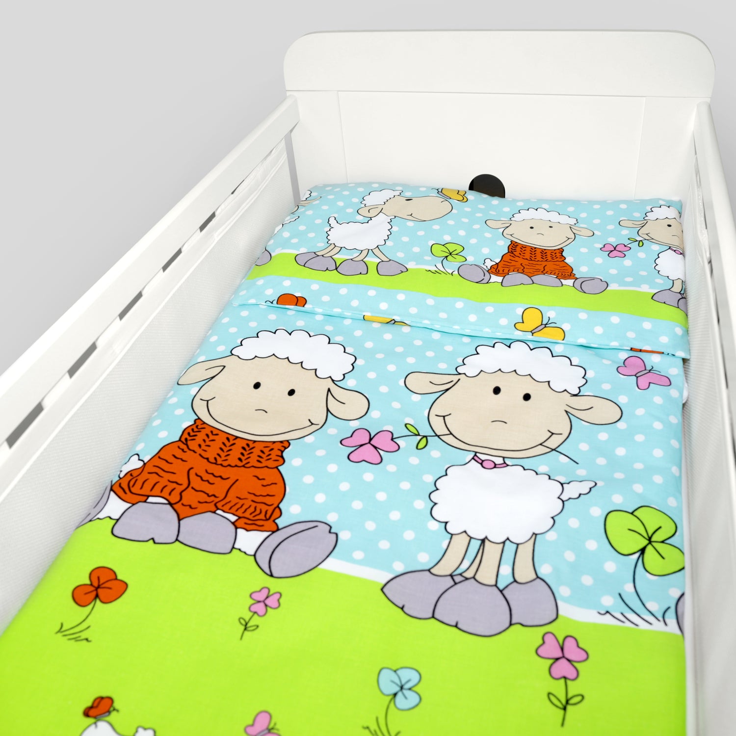 Baby Cot Bedding Set 5Pc Fit Cot 120x60cm Sheep Turquiose