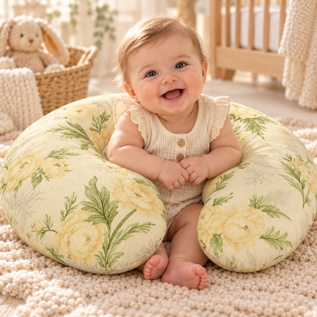 Baby Feeding Pillow Cotton Newborn Peony Vanilla