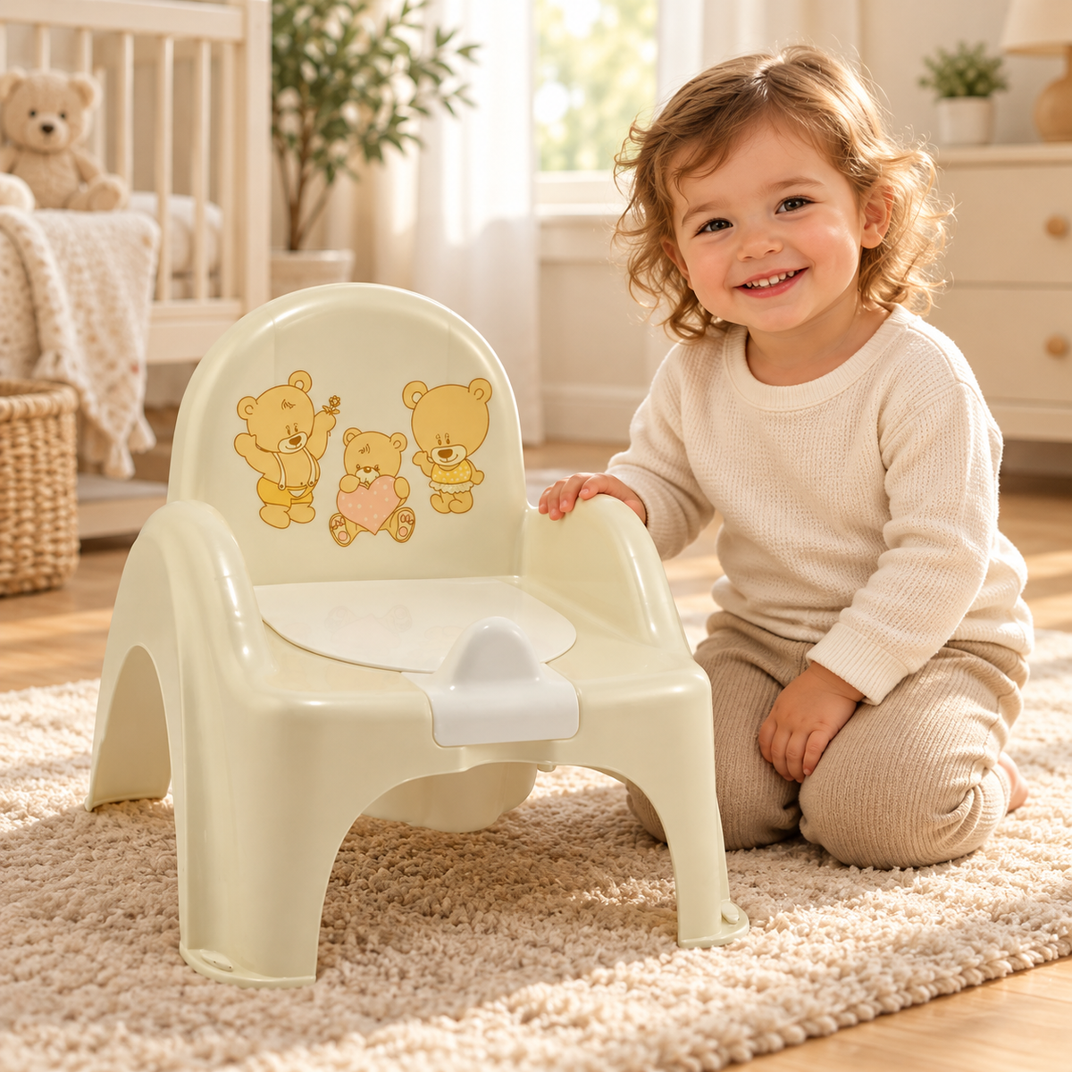 Baby Toddler Toilet Potty Chair With Melodies Training Tega - Teddy Beige