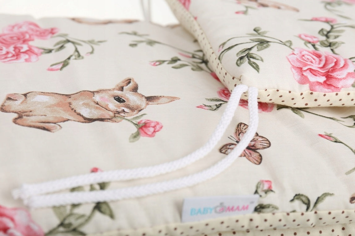 Cot Liner 180cm fit Cot 120x60cm 100% Cotton Baby Nursery Secret Garden/ Dots with Vanilla