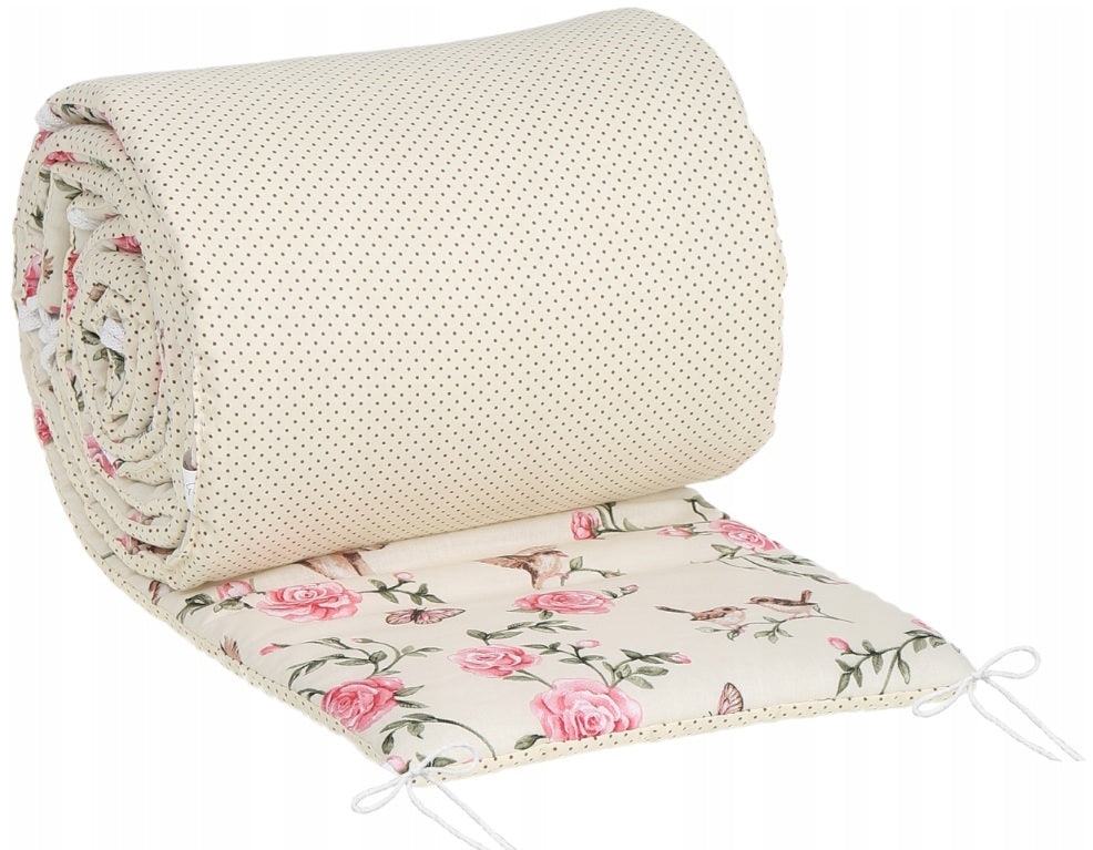 Cot Liner 180cm fit Cot 120x60cm 100% Cotton Baby Nursery Secret Garden/ Dots with Vanilla