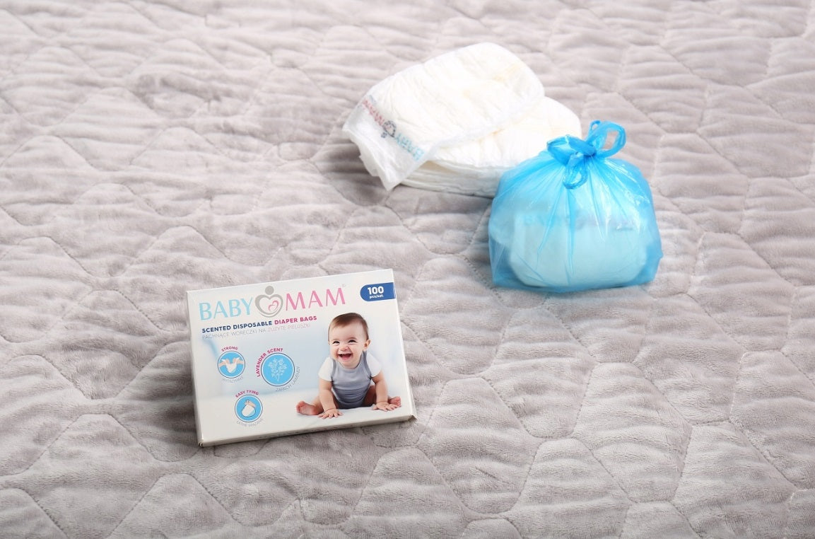 Disposable 100 Diapers Bags Fresh Scent Essential for Baby Change BABYMAM