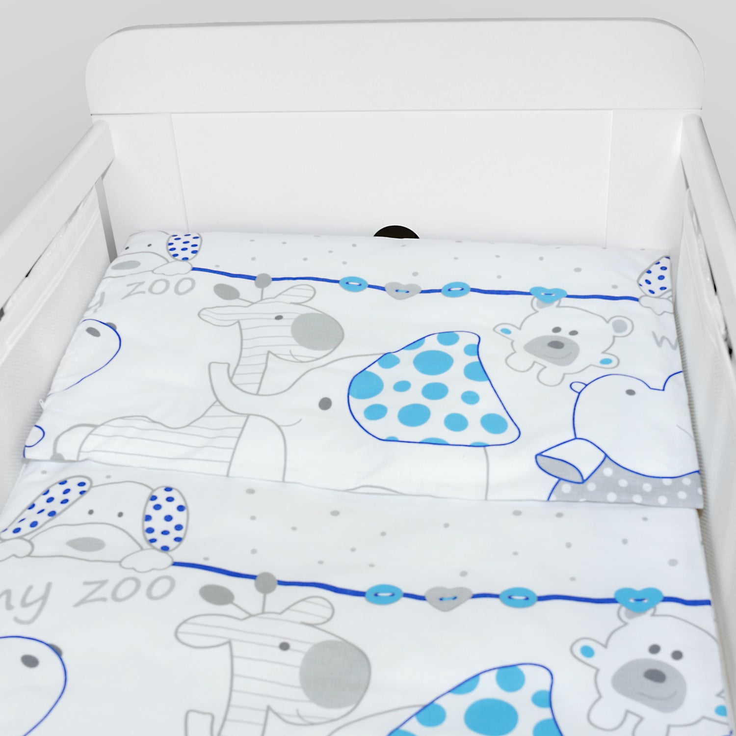 Baby Cot Bedding Set 6Pc Fit Cot 120x60cm Zoo Blue