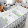 Baby Cot Bedding Set 3Pc Fit Cot 120x60cm Zoo Green