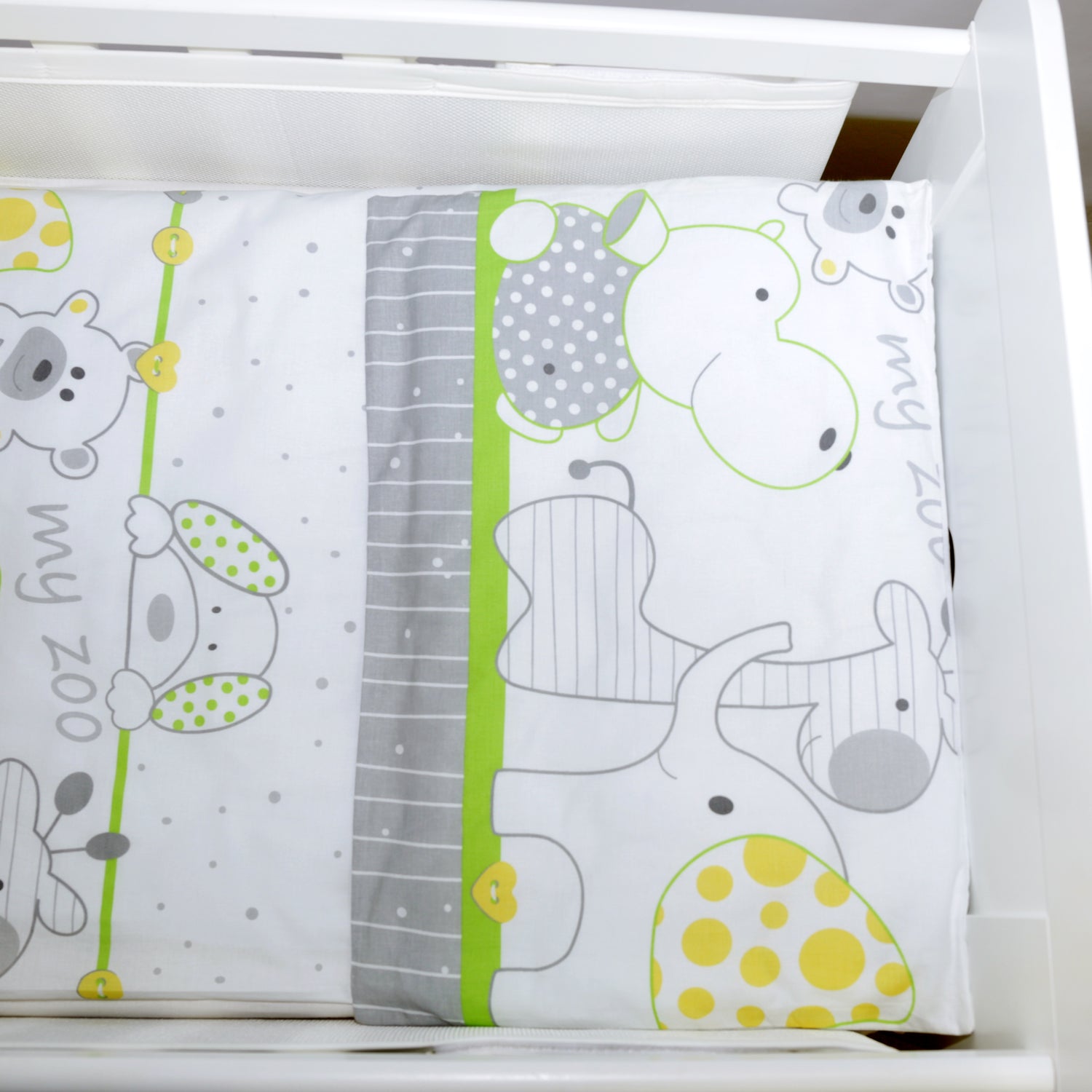 Baby Cot Bedding Set 6Pc Fit Cot 120x60cm Zoo Green