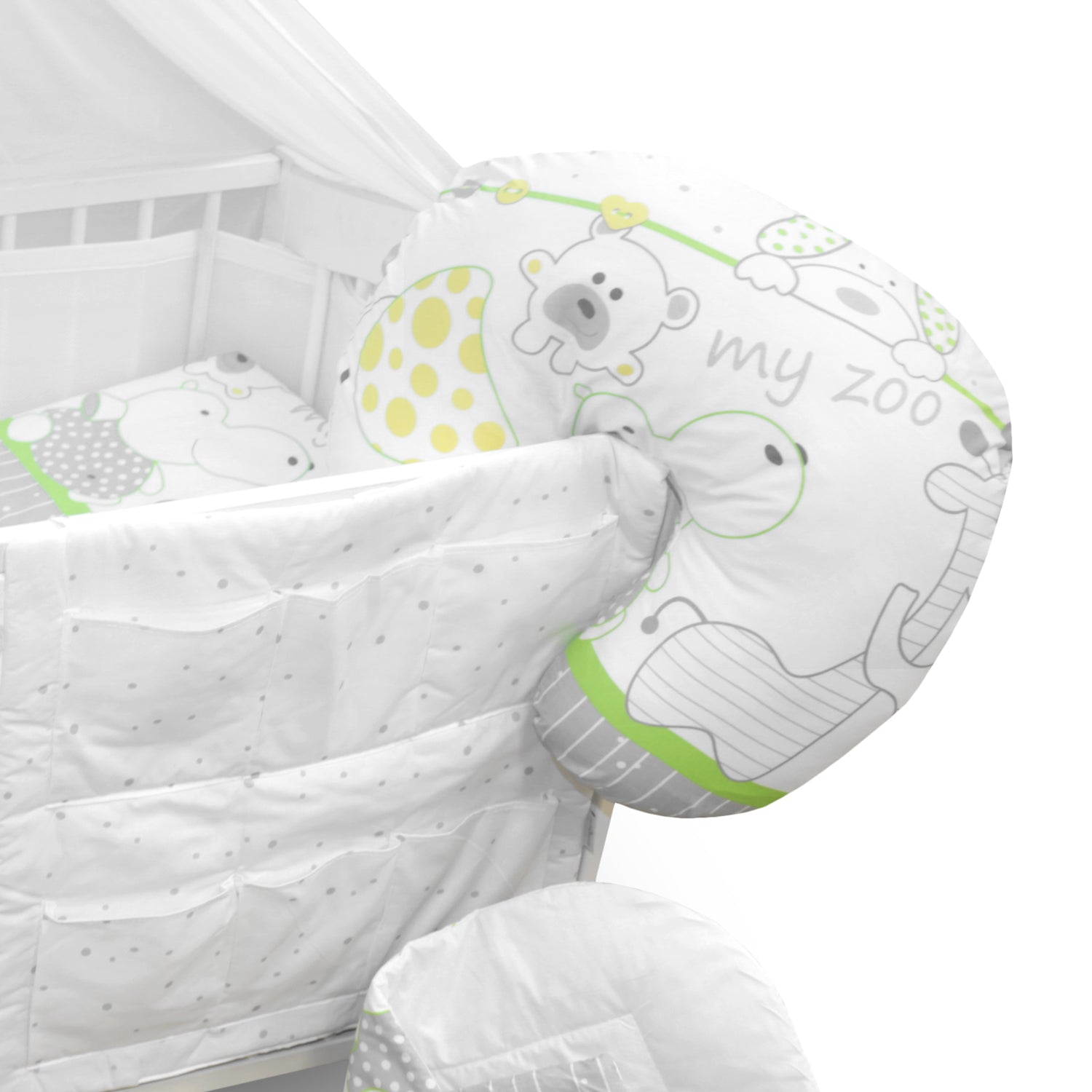 Baby Cot Bedding Set 14Pc Fit Cot 120x60cm Zoo Green