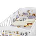 6Pc Baby bedding set bumper pillow duvet Fit Cot 120x60 Safari Beige