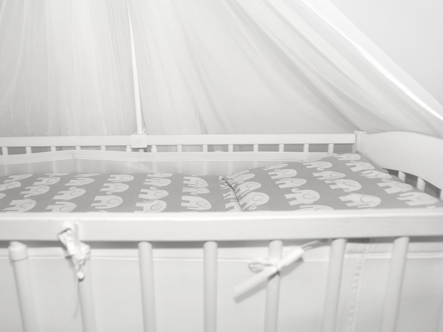 Baby Cot Bedding Set 9pc Fit Cot 120x60cm Elephants Grey