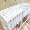 Baby Bedding Set 6pc All-round Bumper Fit Cot 120x60cm 100% Cotton Small Grey Stars With White