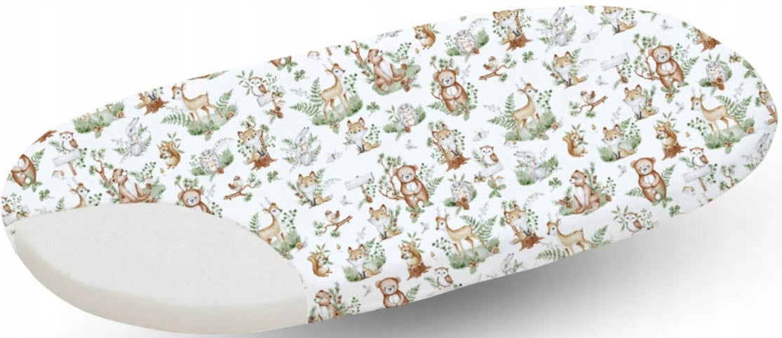 80x38cm Fitted Sheet for Baby Moses Basket Pram 100% Cotton Animals in the Forest