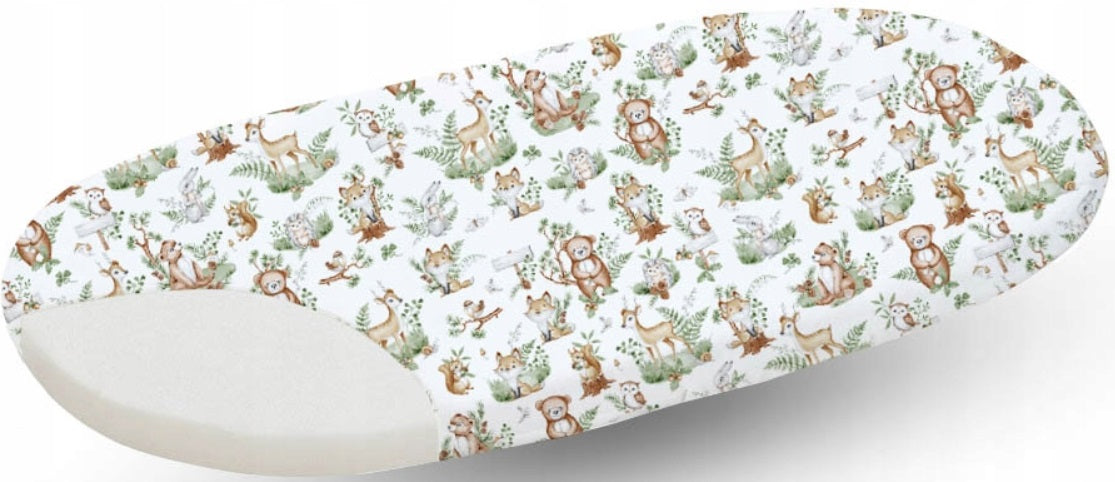 80x38cm Fitted Sheet for Baby Moses Basket Pram 100% Cotton  Animals in the Forest