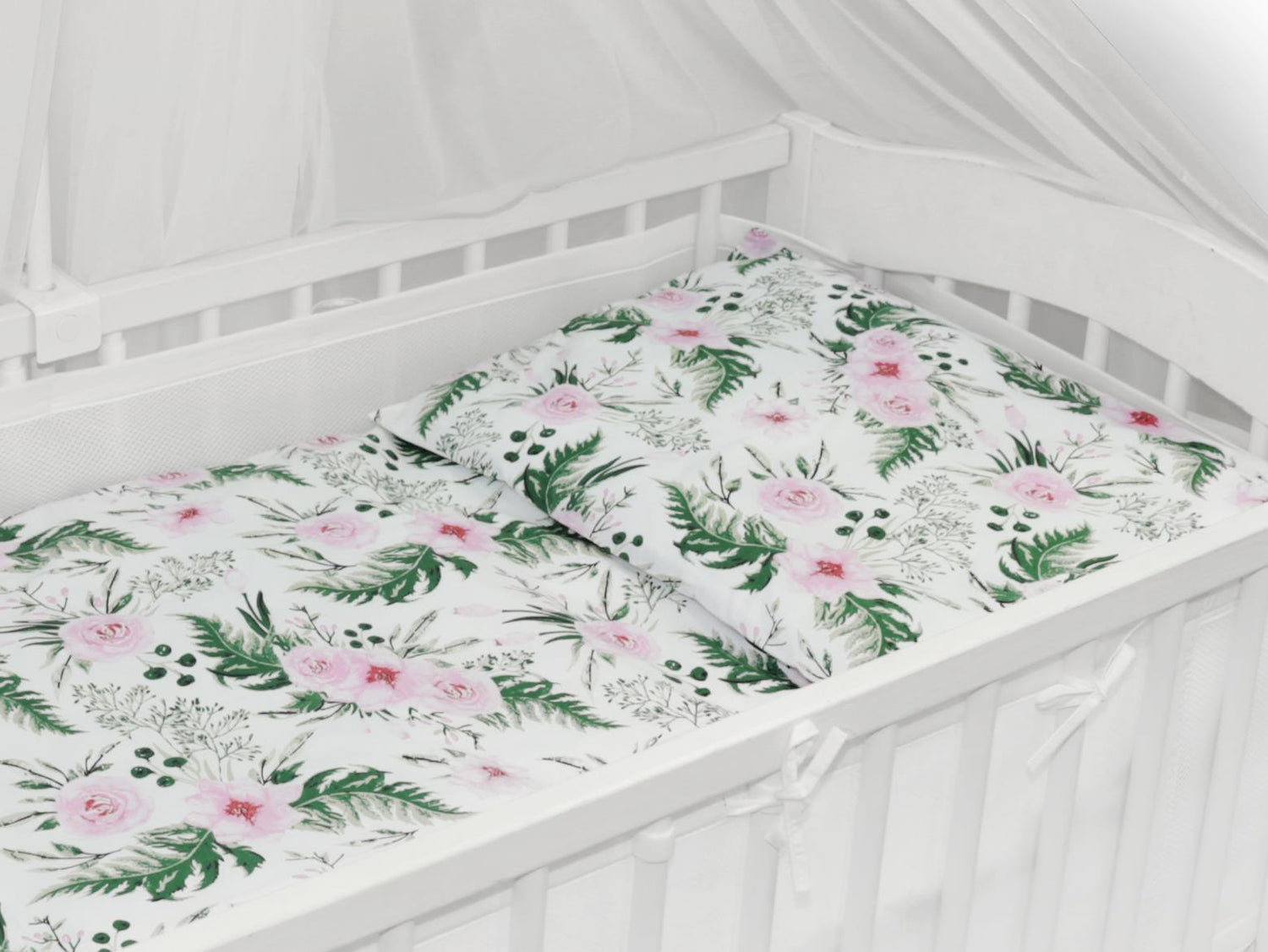 Baby Cot Bedding Set 9pc Fit Cot 120x60cm Garden Flowers