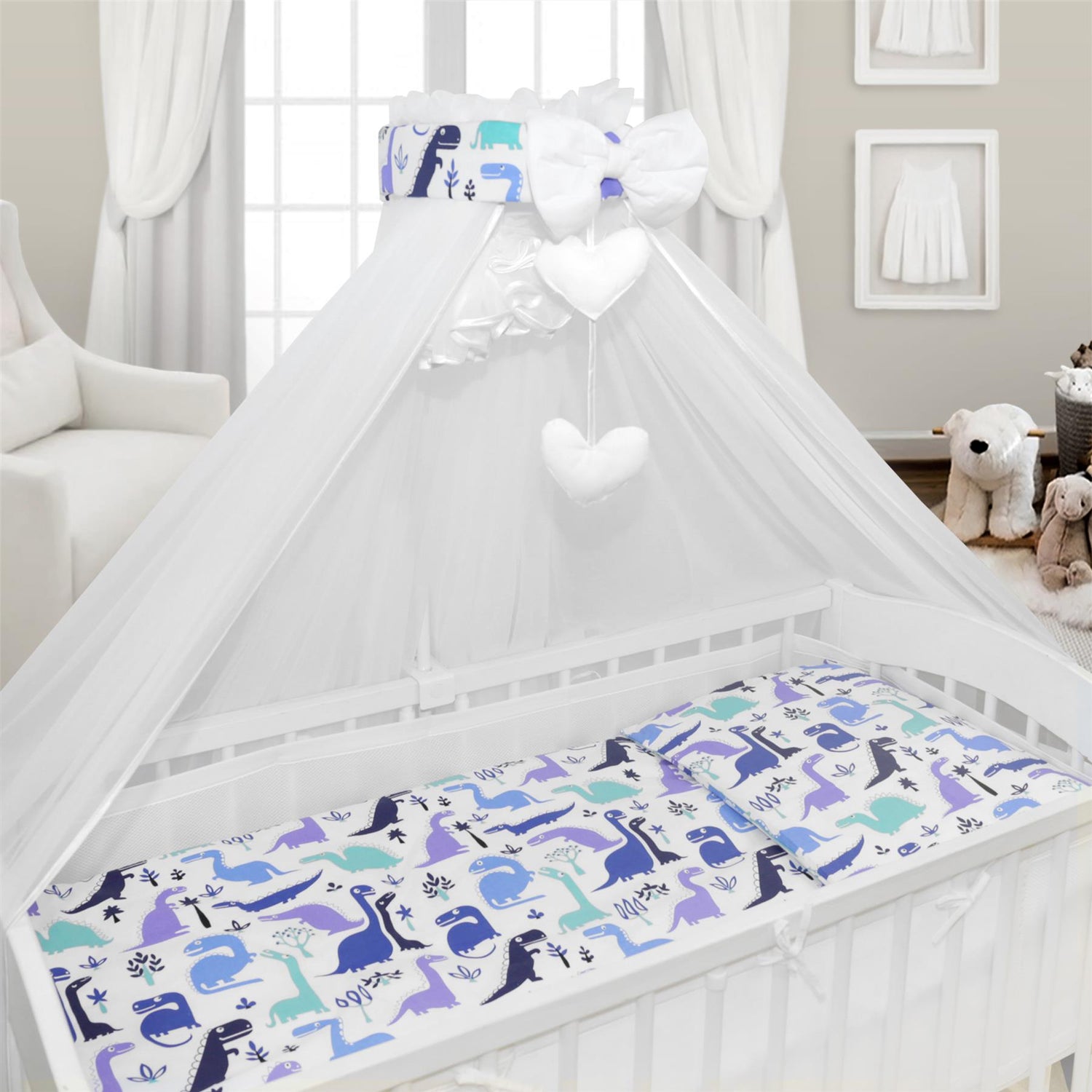 Baby Cot Bedding Set 9pc Fit Cot 120x60cm Dino