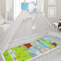 BABYMAM Canopy Mosquito Drape Dressing Net Holder Nursery to Fit Cot Bed Sheep Turquoise