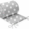 Padded Bumper to fit baby cot bed all round 100% cotton 420cm Big stars with Grey