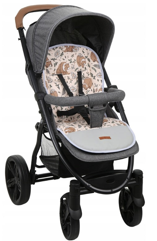 Universal Seat Liner Pushchair Double Sided Soft Pram Cotton Buggy Stroller Beige/ My Friend Teddy Bear