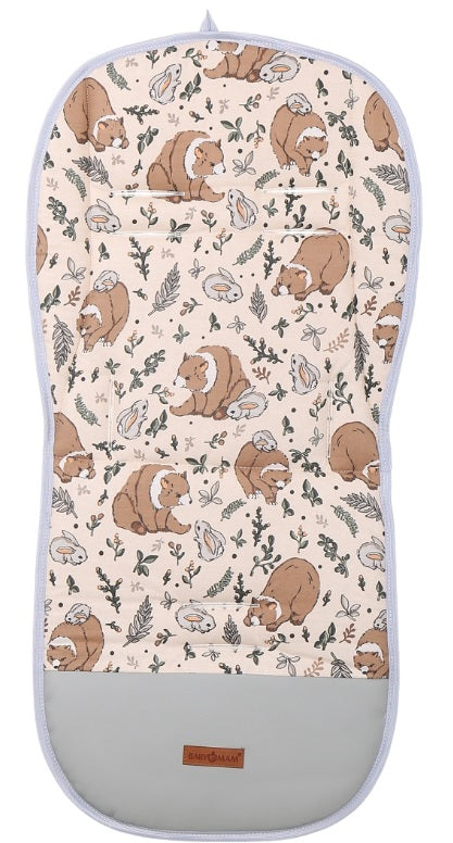 Universal Seat Liner Pushchair Double Sided Soft Pram Cotton Buggy Stroller Beige/ My Friend Teddy Bear