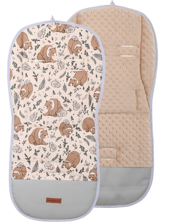 Universal Seat Liner Pushchair Double Sided Soft Pram Cotton Buggy Stroller Beige/ My Friend Teddy Bear
