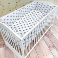 Baby Bedding Set 3pc fit Crib 70x80 Bumper 260cm Cotton Big grey stars on white