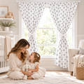 Nursery Curtains for Babies & Toddler's Bedroom Big grey stars on white