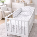3PC 120x90cm Baby Bedding Set Pillow Duvet Bumper Big Grey on White