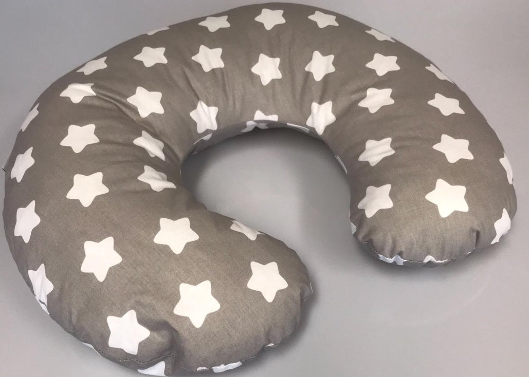 Baby Feeding Pillow Cotton Newborn Big white on Grey