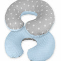 Baby Feeding Pregnancy Pillow Cover Newborn Nursing Dimple Blue/ Small white stars on grey
