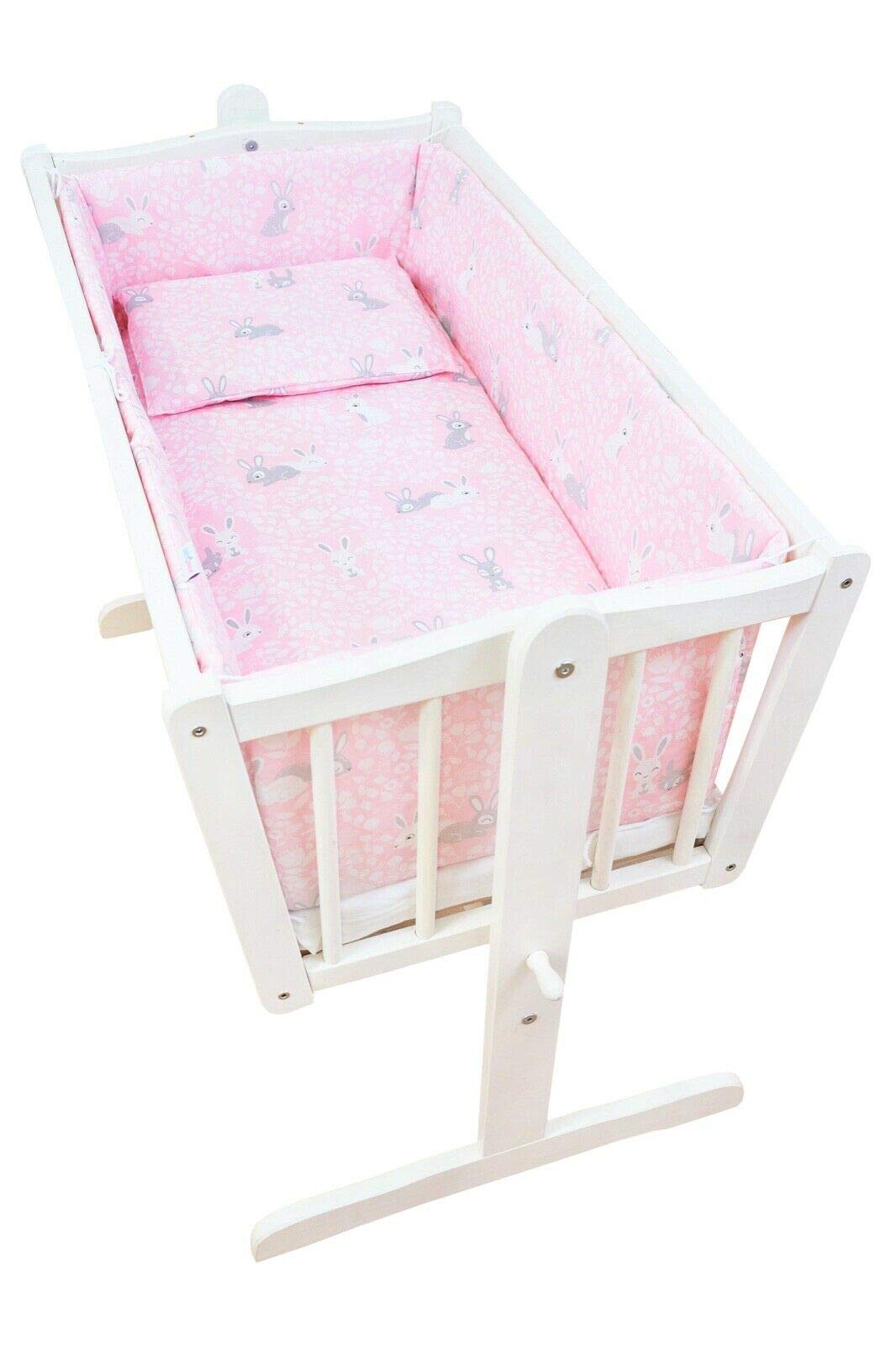 Baby bedding set 6pc 70x80 fit crib bumper pillow duvet sheet Bunny Pink