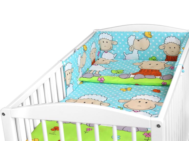 120x90 3Pc Baby Bedding Set Pillow Duvet Bumper Sheep Turquiose
