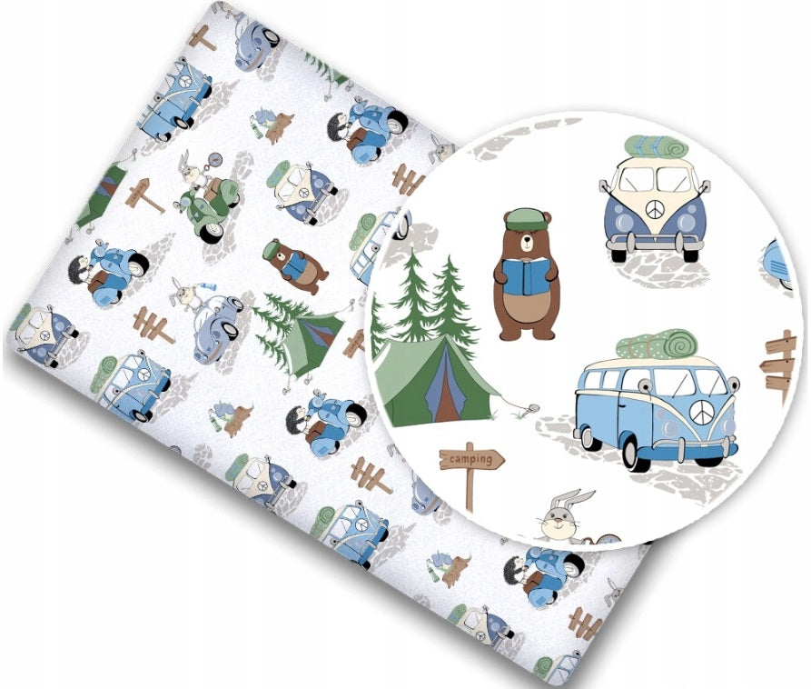 Fitted sheet 100% cotton printed design for baby crib 90x40cm Camping