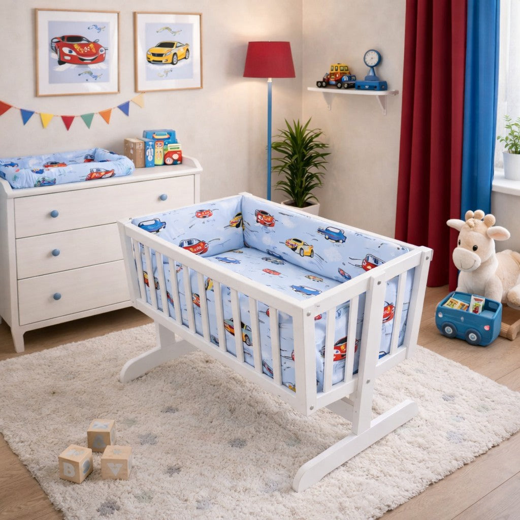 Baby Bedding Set 3pc fit Crib 70x80cm Bumper 260cm Cotton Cars