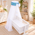 Baby Crib Canopy Mosquito Net with Holder, Decorative Bow & Hanging Hearts – Cosmos