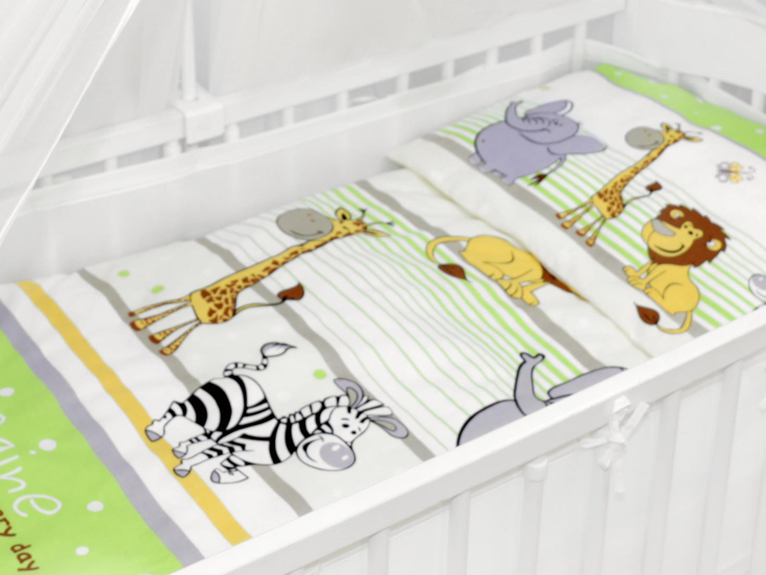Baby Cot Bedding Set 9pc Fit Cot Bed 140x70cm Safari Green