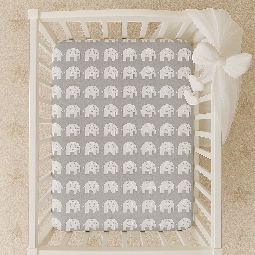 Elephants Grey Baby Sheet 140x70 Cotton Comfort