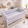 Baby 3Pc Bedding Set All-round Straight Cot Liner Fit Cot 120x60cm Elephants Grey
