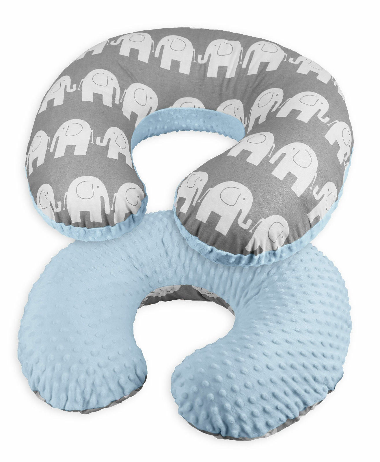 Baby Feeding Pregnancy Pillow Cover Newborn Nursing Dimple Blue/ Elephants grey
