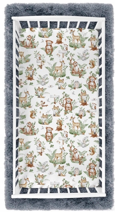 Baby Fitted Toddler Bed Sheet Printed 100% Cotton Mattress 160x80cm Animals in the Forest