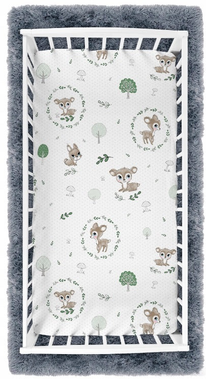 Fitted Sheet 140x70cm 100% Cotton for Baby cot bed Fairy-tale Forest