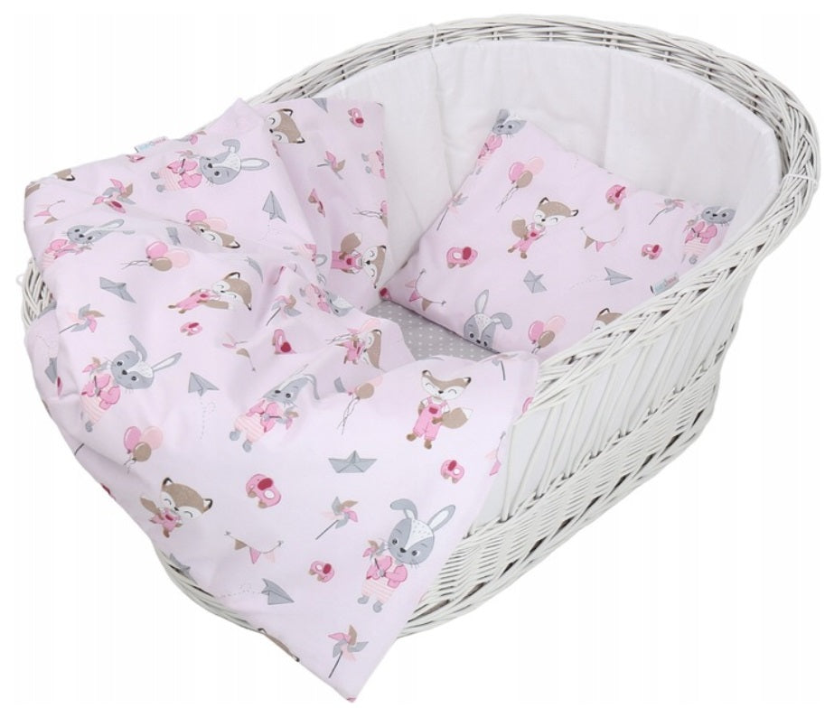 Baby Bedding Set 2pc  fit Crib/Cradle/Moses basket/Pushchair 70x80cm Fox and Rabbit