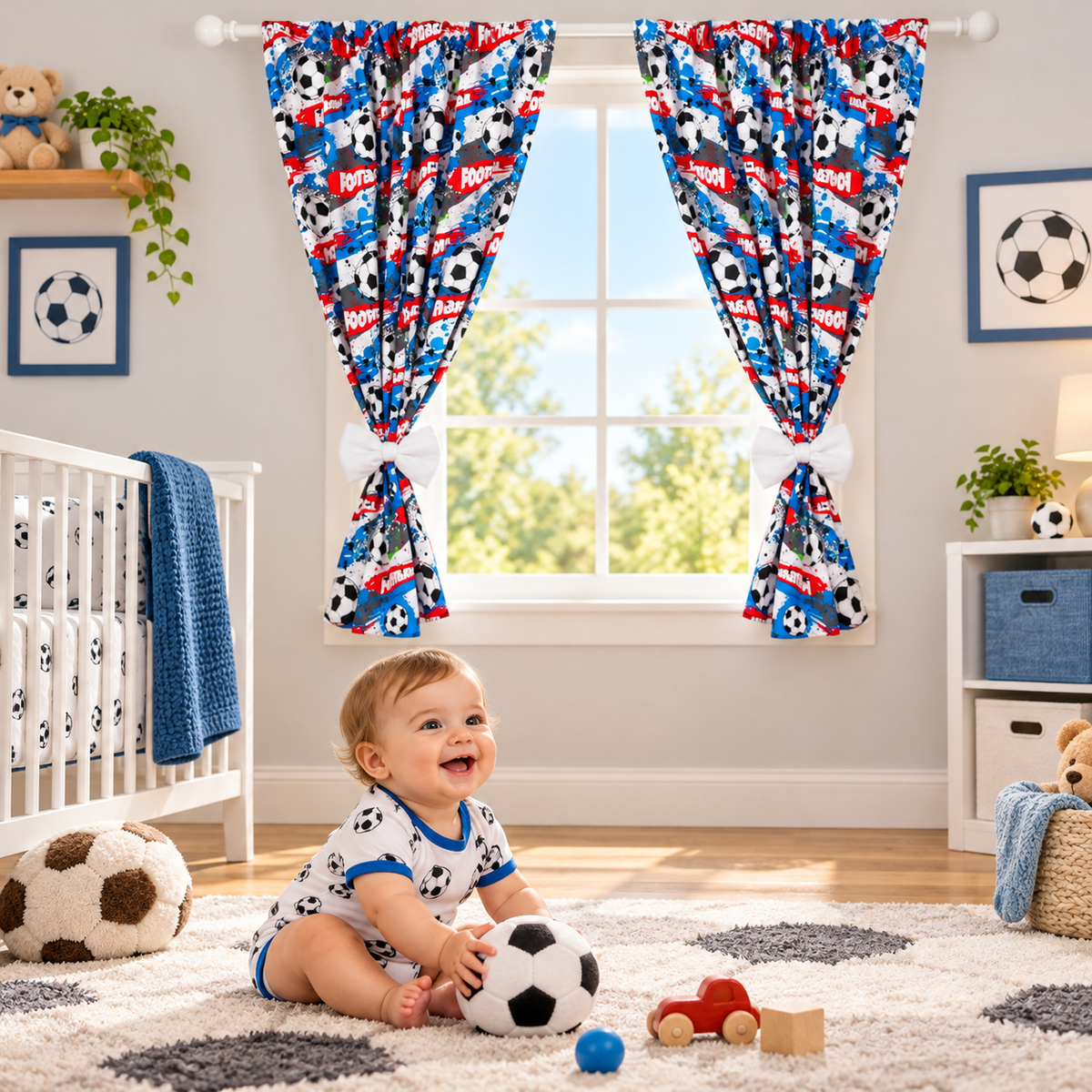Nursery Curtains for Babies & Toddler's Bedroom Football