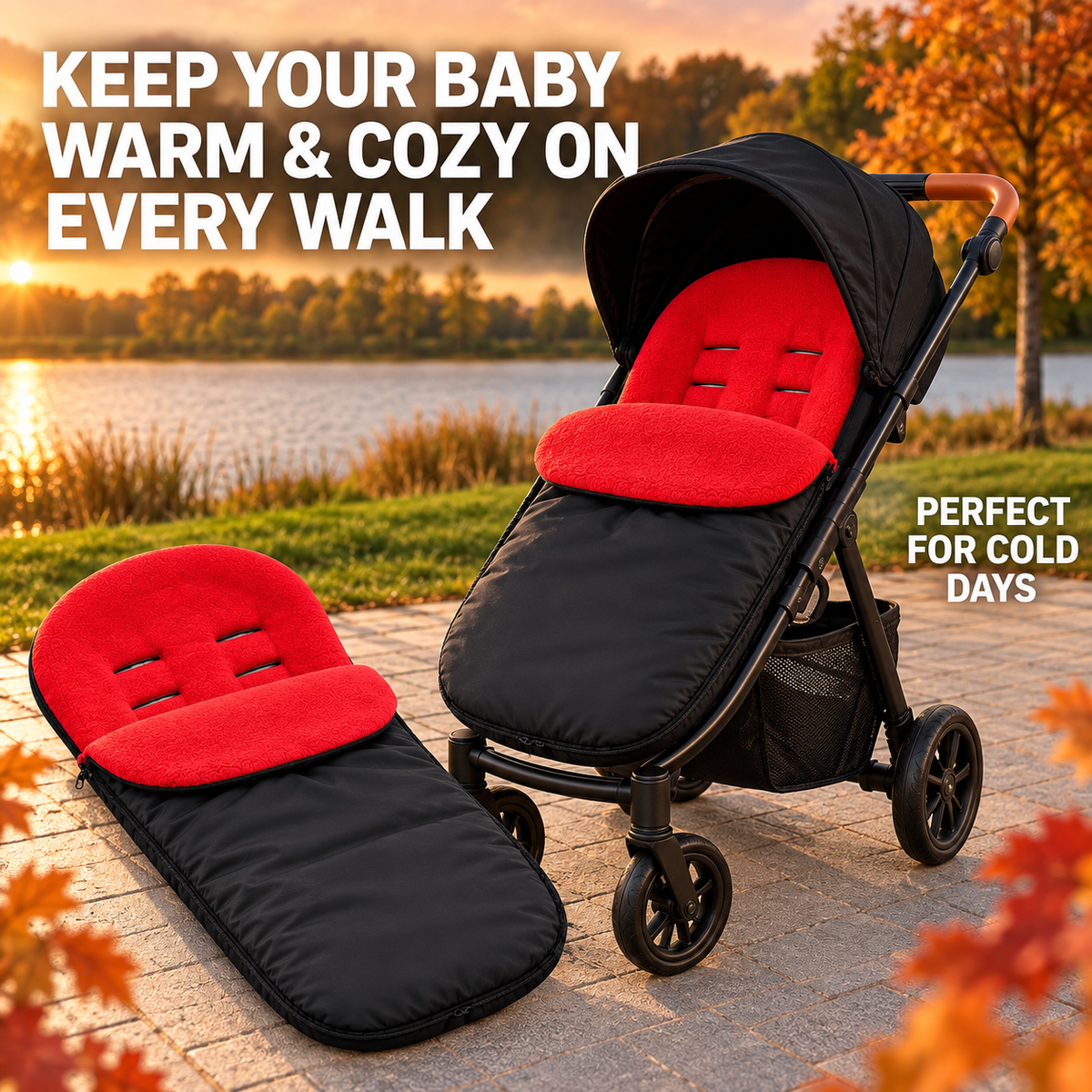 Universal Baby Footmuff for Pushchair & Stroller Warm Fleece Lining, Water-Resistant, 2-in-1 Cosy Toes - MyHappy Baby
