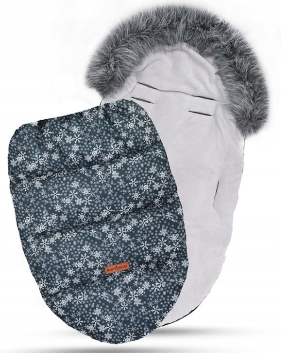 Universal Footmuff Husky Babymam Snowflake/ Grey - MyHappy Baby