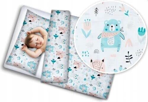 Baby 5Pc Bedding Set + Pillow Duvet Bumper Cover Nursery 70X80cm Animals Turquoise