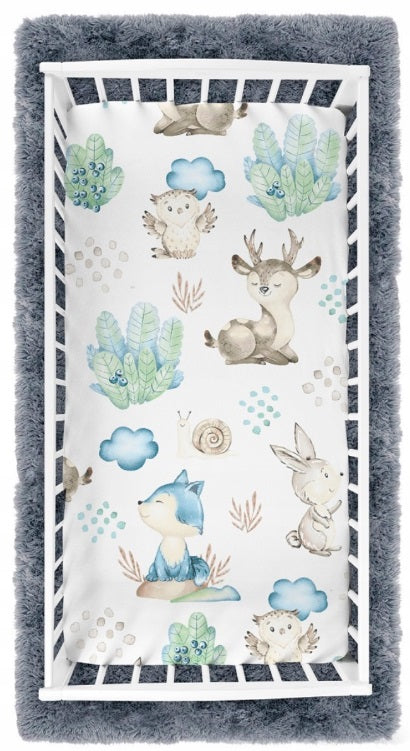Fitted Sheet 120x60cm 100% Cotton for Baby cot Wolf in the Forest