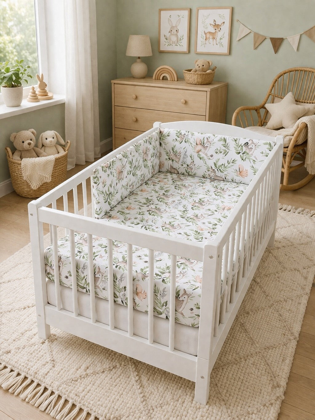 Baby Bedding Set 3Pc Pillow Duvet Bumper Fit Cot 120x60cm Green Glade