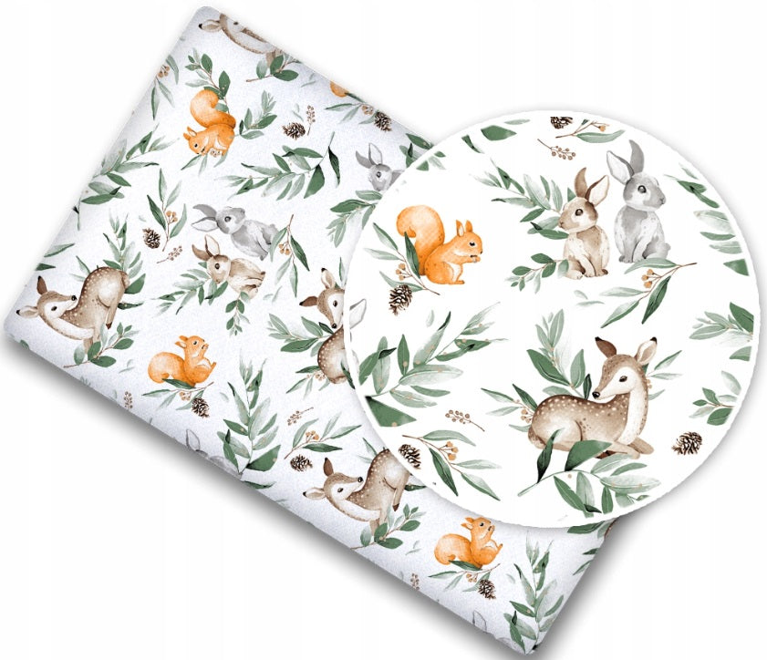 Fitted sheet 100% cotton printed design for baby crib 90x40cm Green Glade