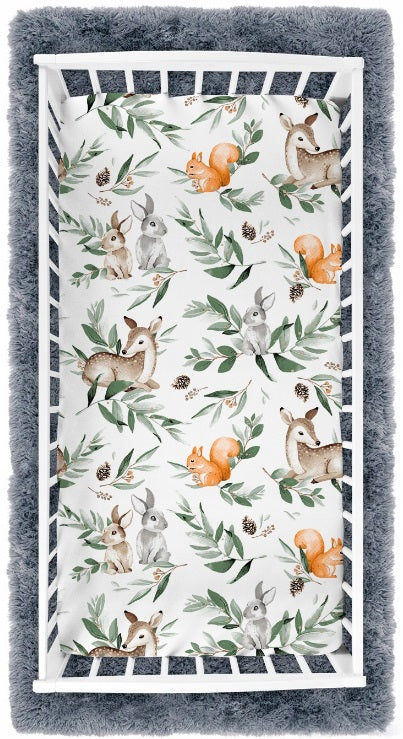 Fitted Sheet 120x60cm 100% Cotton for Baby cot Green Glade
